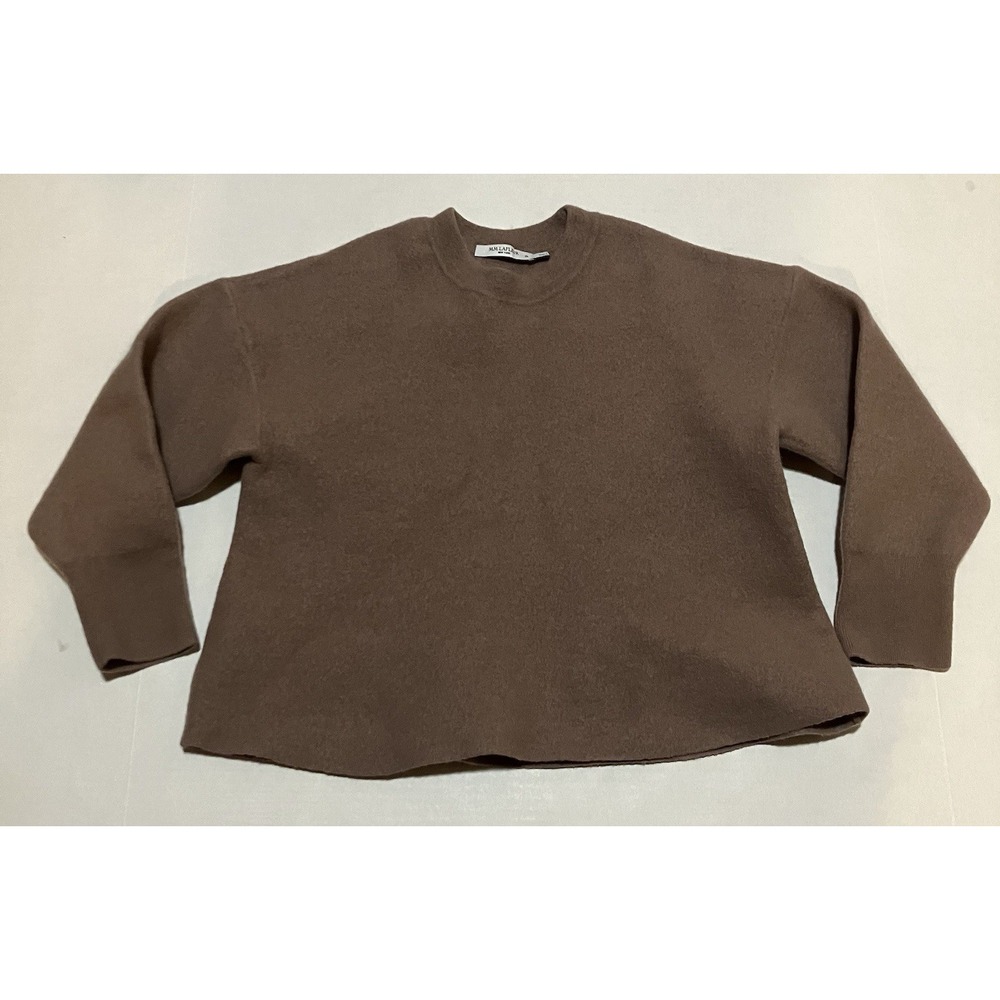 MM Lafleur Womens Size XL 100% Wool Pink Cropped Crew Neck‎ Pullover Sweater